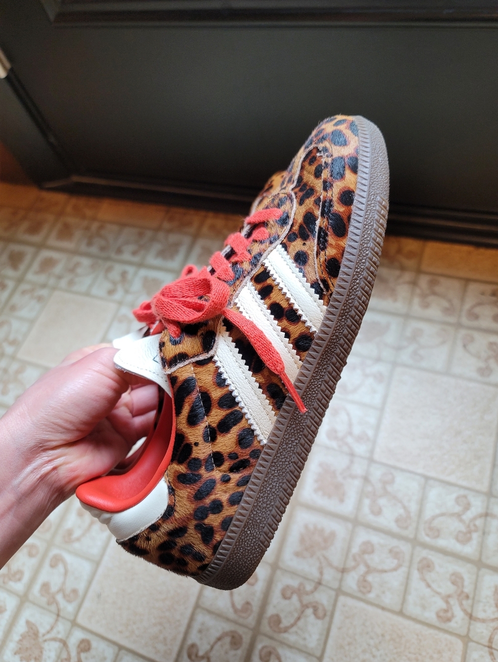 Adidas Samba OG Leather Trimmed Leopard Print Pony Hair Sneakers UK 4.5/US6 - Picture 9 of 11